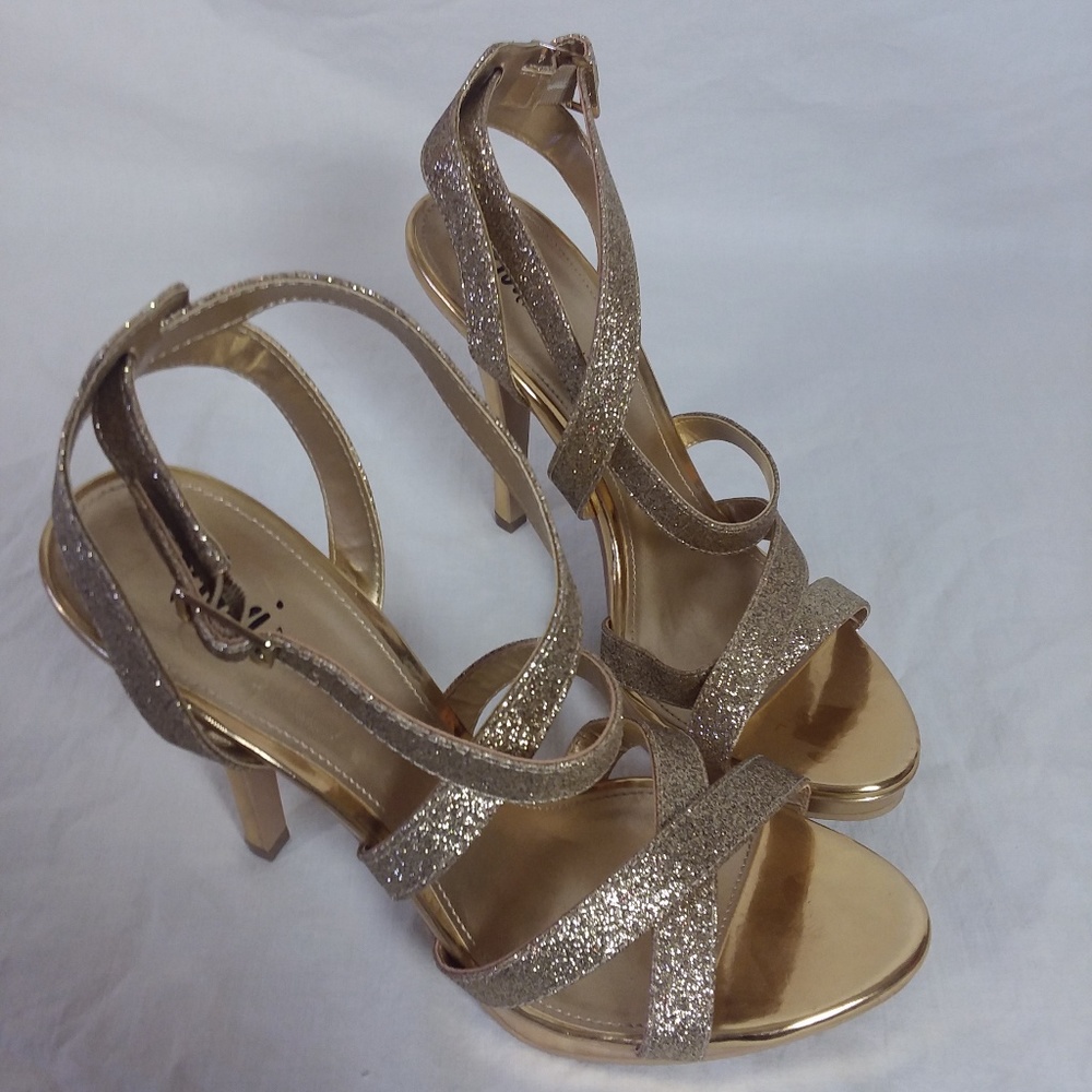 Gold sparkly heels